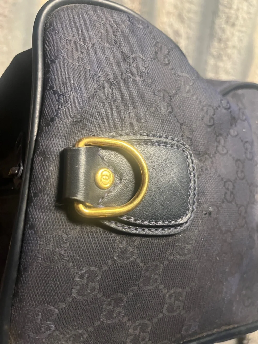 Gucci Black GG Canvas Duffel with Leather Trim